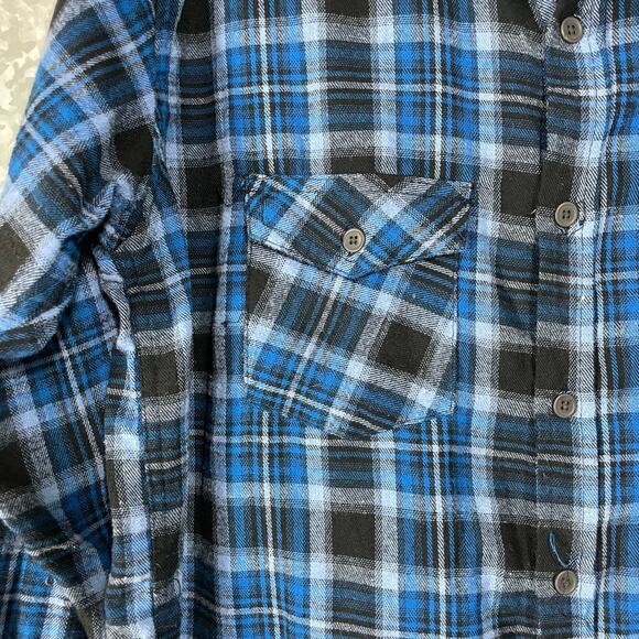 Open Trails Men's Blue Plaid Workwear Flannel Button Up Shirt - Size XL - Grunge - Picture 3 of 5